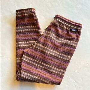 Patagonia Brown and Pink Micro D Joggers with Cozy Knit Design fleece M